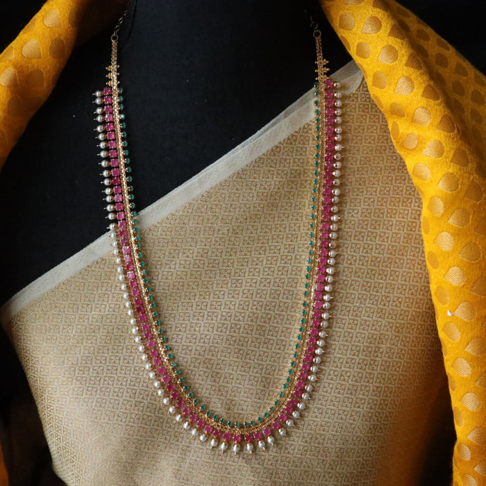Heritage gold plated ruby stone long/ waistchain necklace 1457765