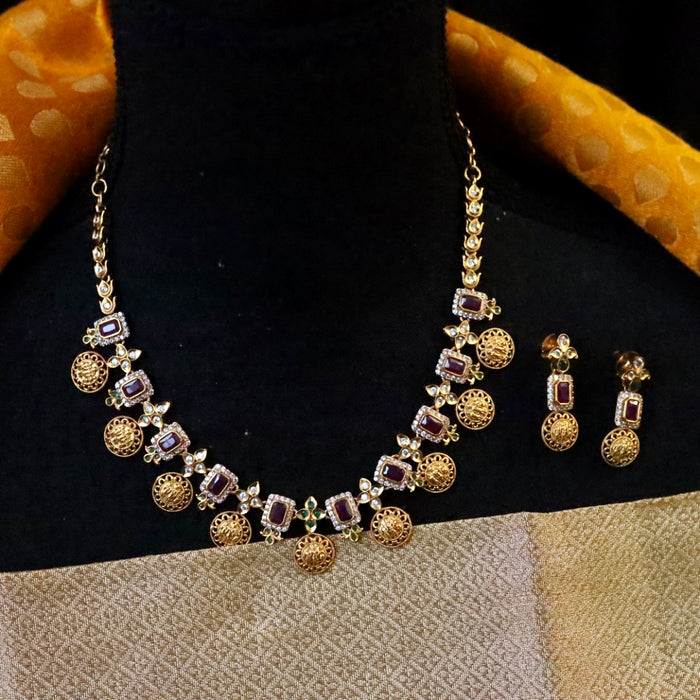 Antique simple short necklace with earrings SS10-125