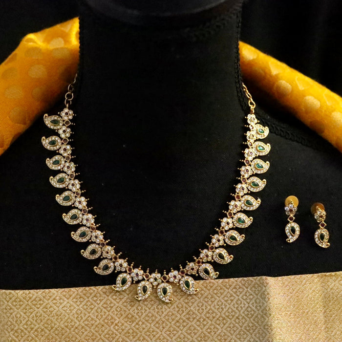 Antique stones simple short necklace with earrings SS10-148
