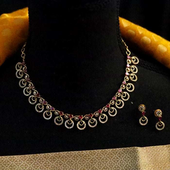 Antique stones simple short necklace with earrings TTS418