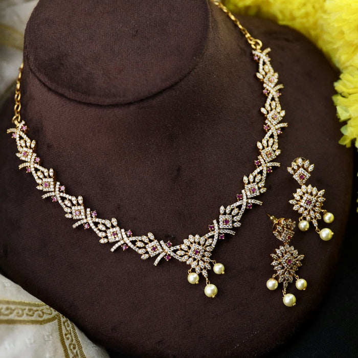 Antique simple short necklace with earrings TTS415