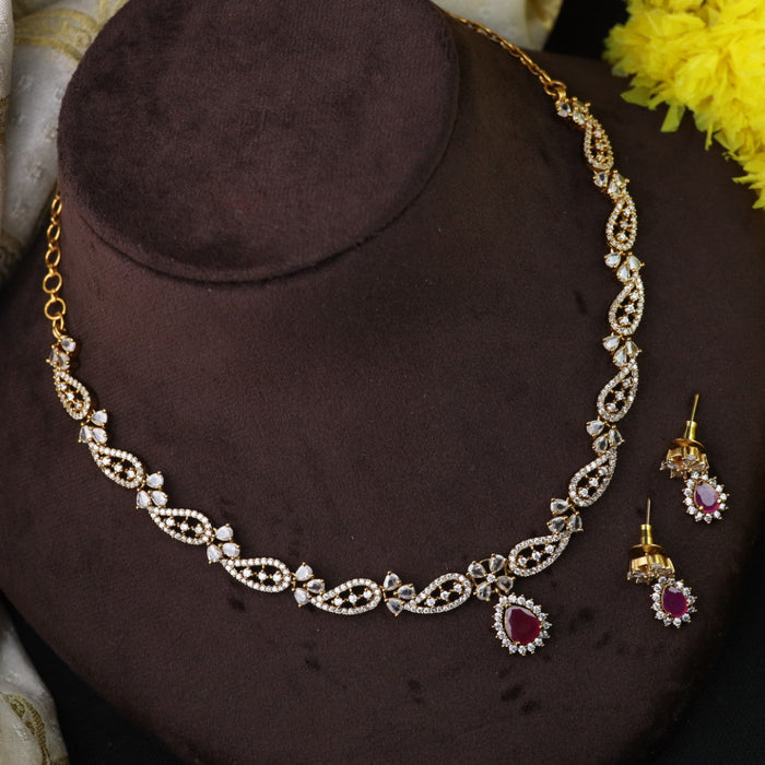 Antique simple short necklace with earrings TT02032
