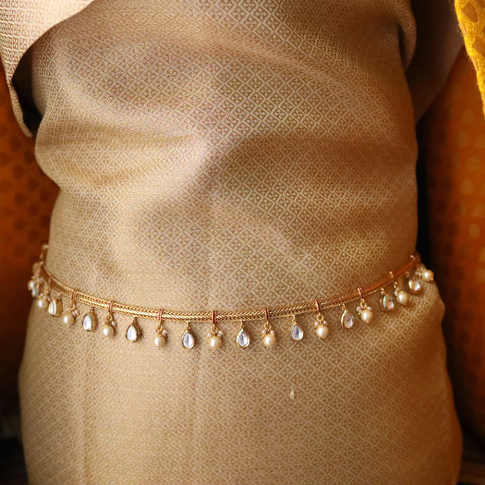 Kundan design gold plated waistchain 1443481