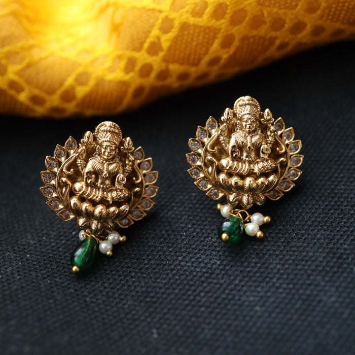 Antique green stone studd earring 46667122969