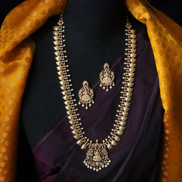 Antique ruby white stone long necklace/ waistchain and earrings LL02008