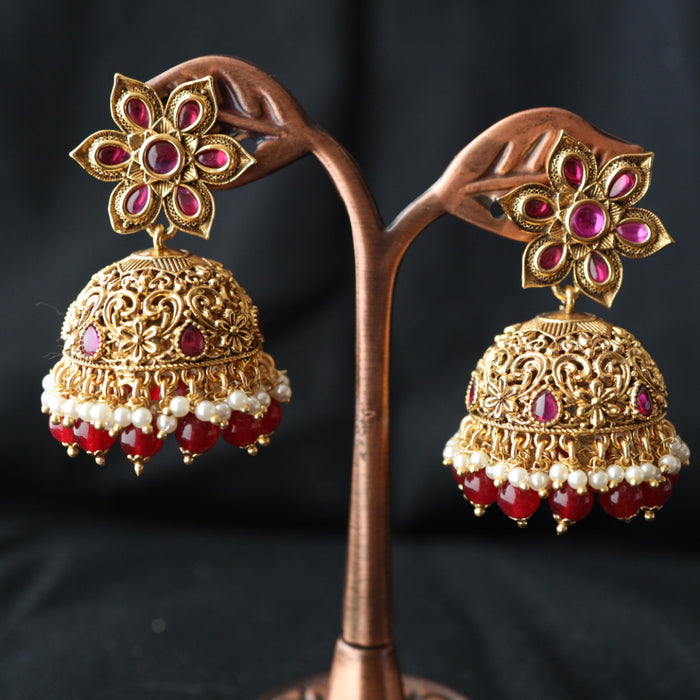 Antique ruby stone jumka earring AJ93