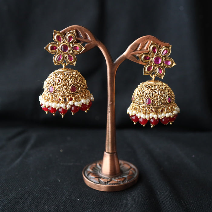 Antique ruby stone jumka earring AJ93