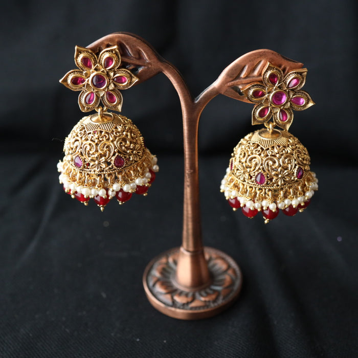 Antique ruby stone jumka earring AJ93