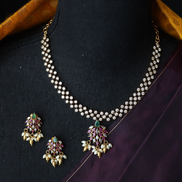 Antique multi stone short necklace and earrings TT02031