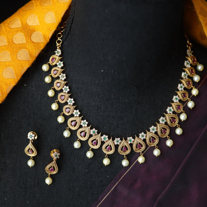 Antique short necklace and earrings SS11045