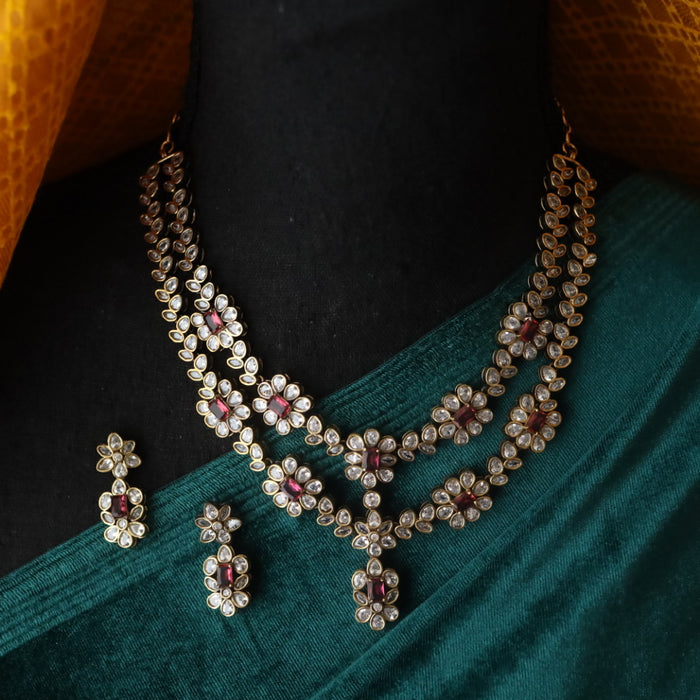 Victorian ruby short necklace with earrings V1029