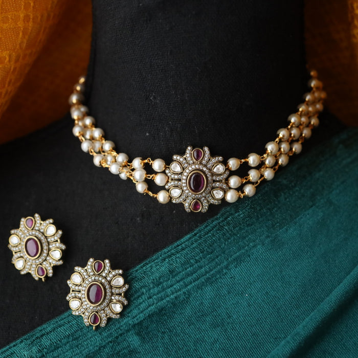 Padmini pearl victorian choker necklace with earrings PAD0024