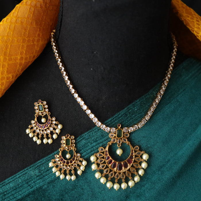 Antique short necklace with earrings SN1B116