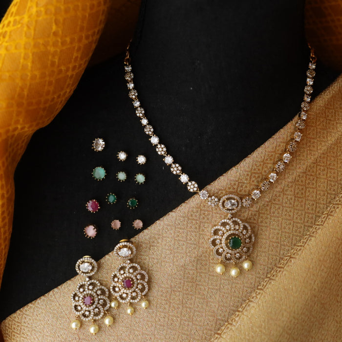 Victorian changeable stone short necklace with earrings V10015