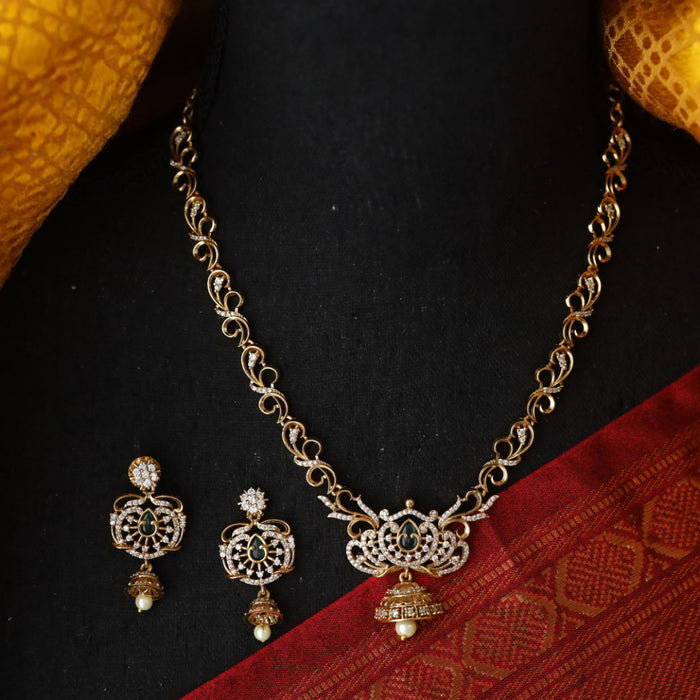 Antique stone short necklace and earrings TT02014