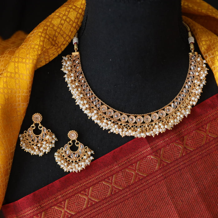 Antique stone short necklace and earrings SS12011