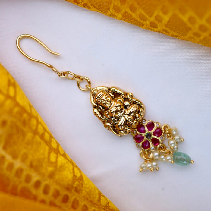 Heritage pearl gold plated maang tikka 144349