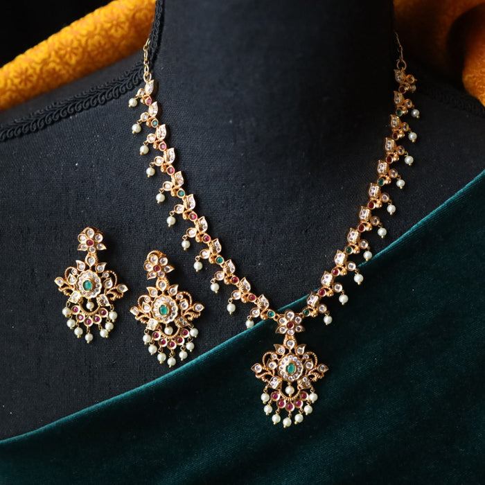 Antique short necklace with earrings SS10-132