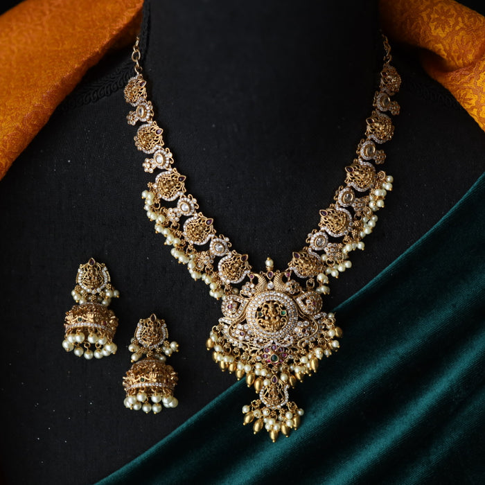 Antique temple short necklace with earrings 1465879