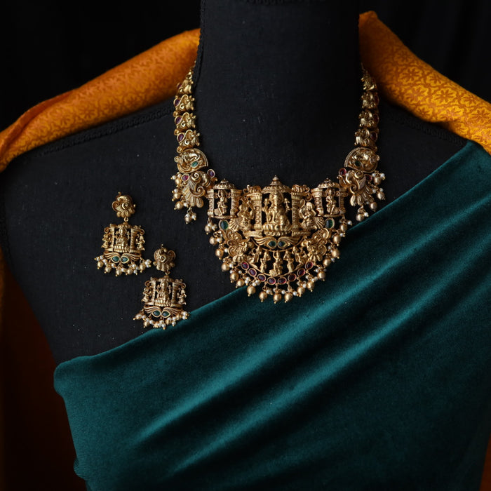 Antique temple short necklace with earrings 1465880