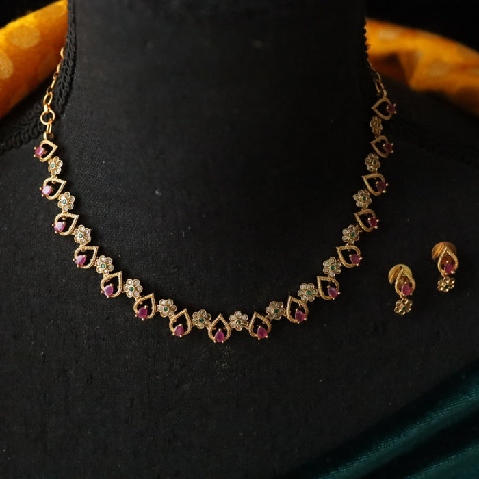 Antique simple short necklace with earrings SS10-127