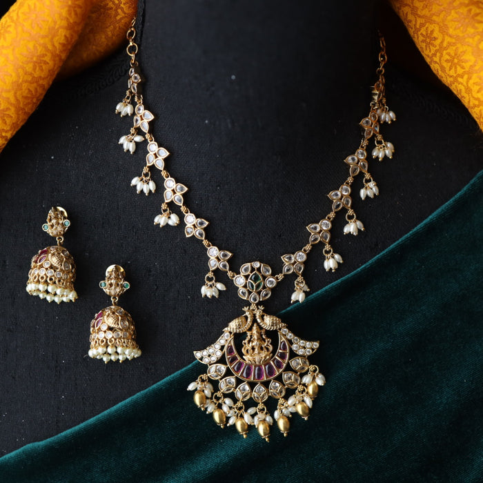 Antique temple short necklace and earrings TTS411
