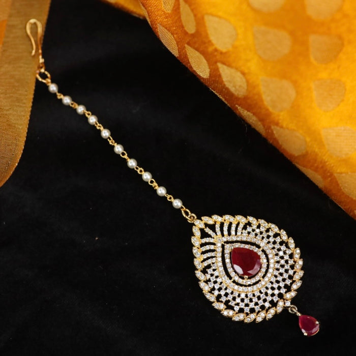 Heritage cz stone pearl maang tikka 144800