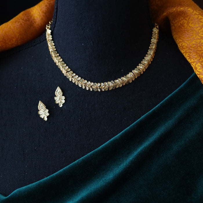 Heritage gold plated short necklace with earrings H249