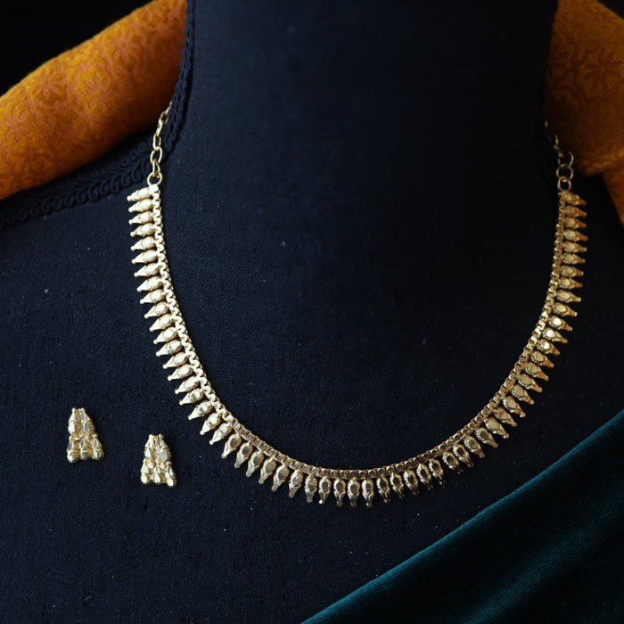 Heritage gold plated gold short necklace with earrings H899