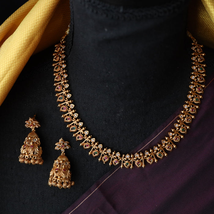 Antique short necklace and earrings SS10074