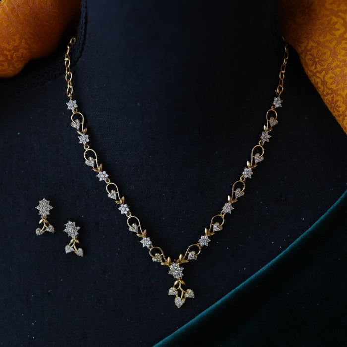 Antique white stone short necklace with earrings TT02018