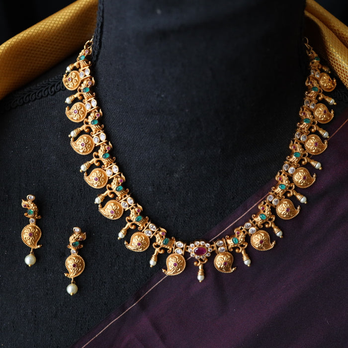 Antique mango short necklace and earrings SS10069
