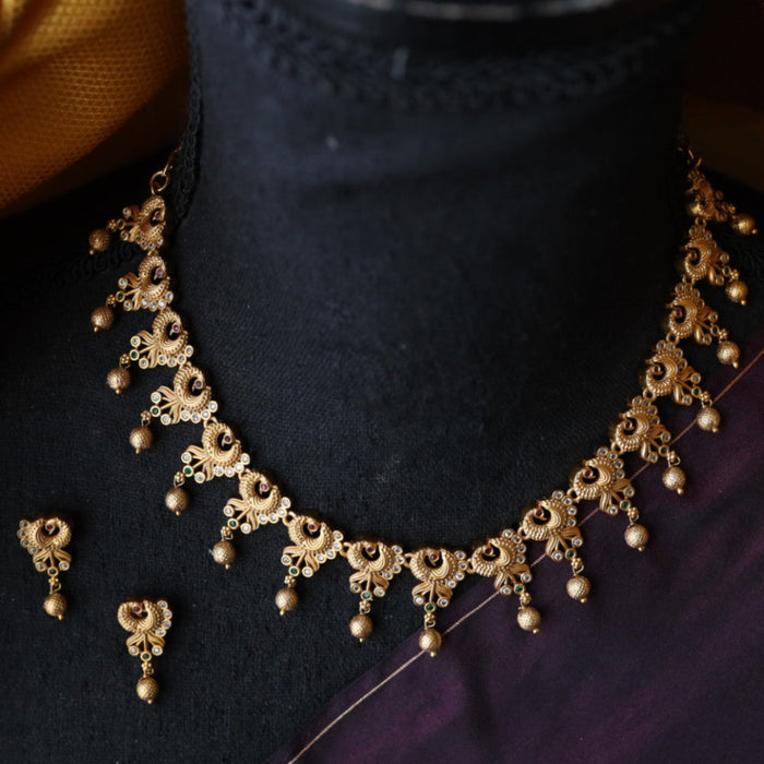 Antique simple short necklace and earrings SS10062
