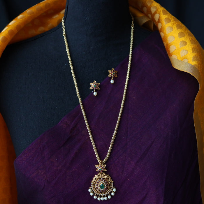 Antique pendant long necklace with earrings PEN033