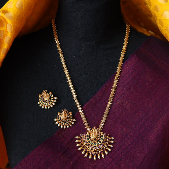 Antique temple pendant necklace with earrings PEN045