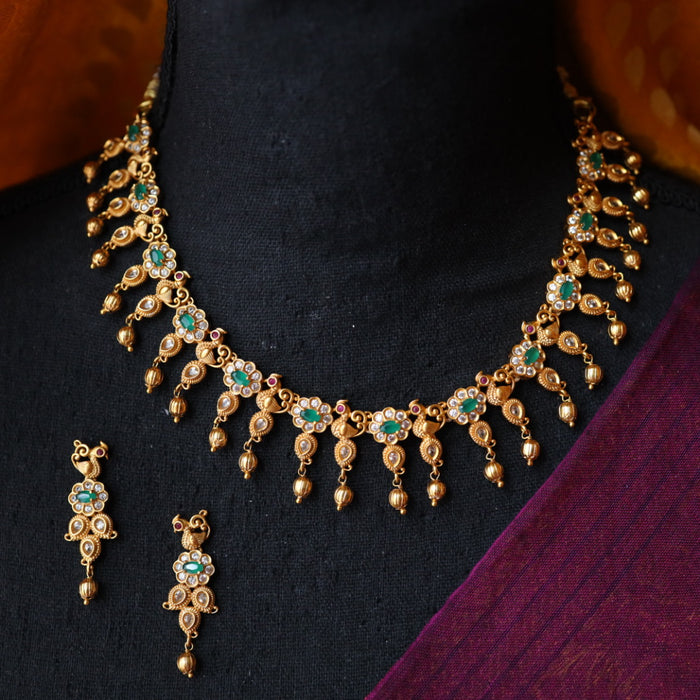 Antique simple short necklace with earrings TTS4078