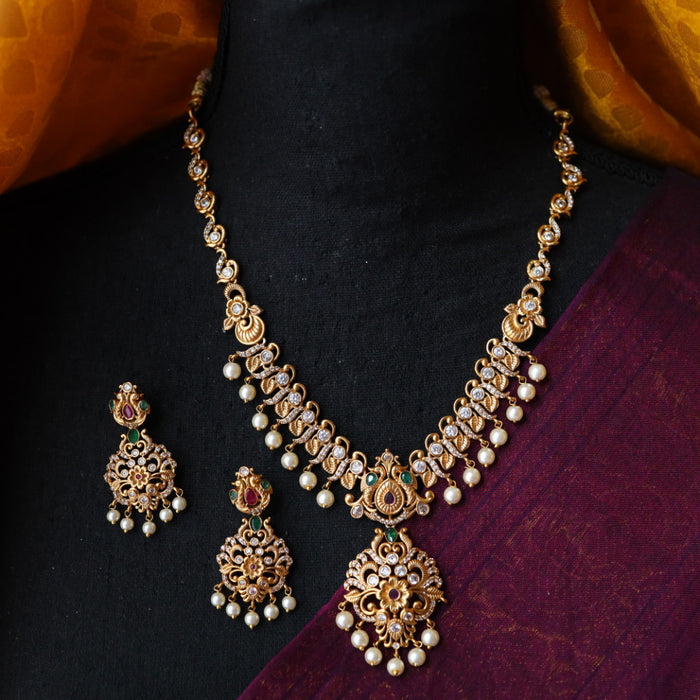 Antique short necklace with earrings TTS4069