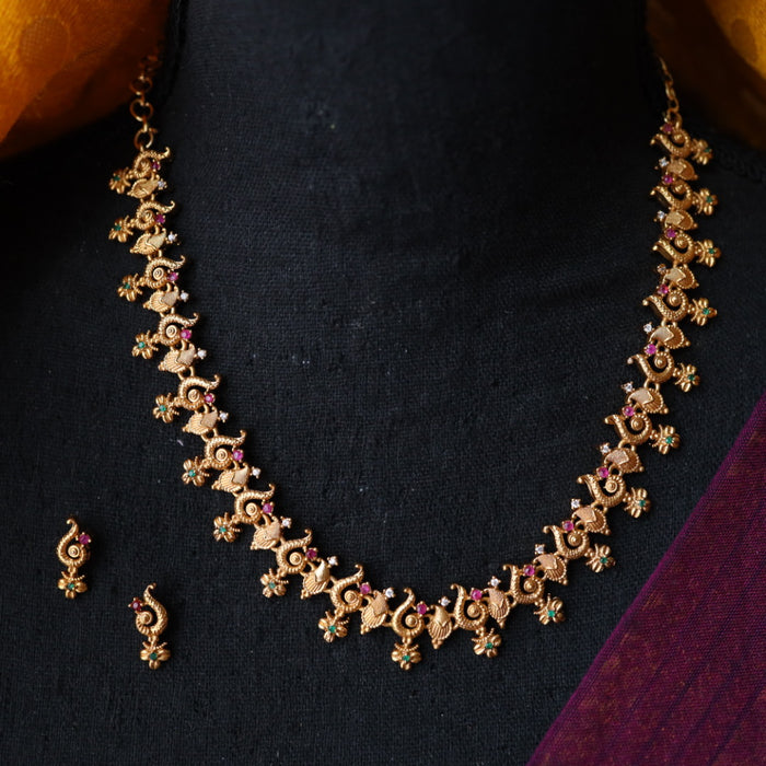 Antique short necklace with earrings TTS4070