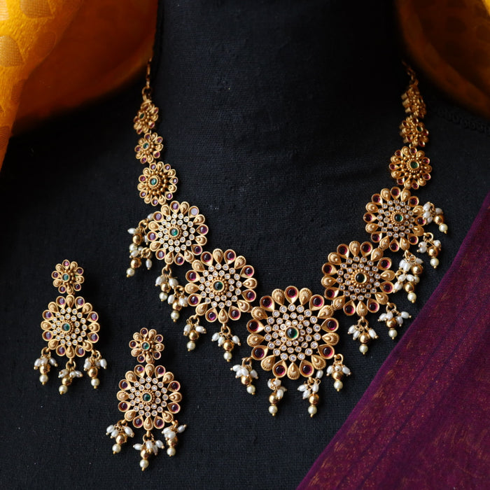 Antique short necklace with earrings SS13003