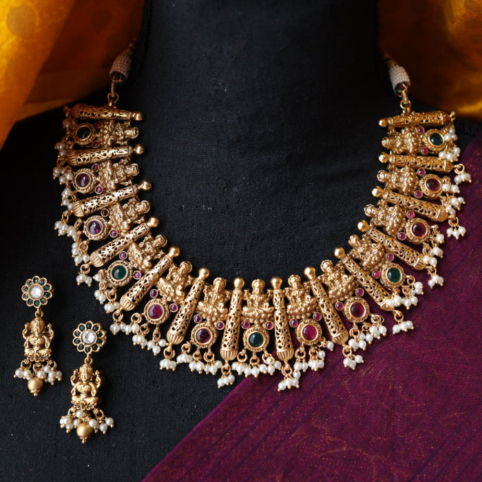 Antique short necklace with earrings SS13005