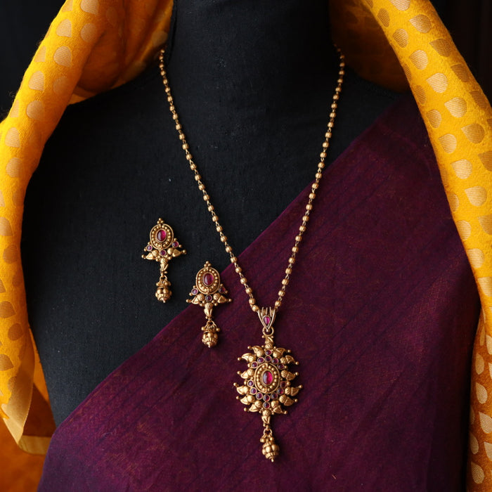 Antique pendant necklace with earrings PEN0100