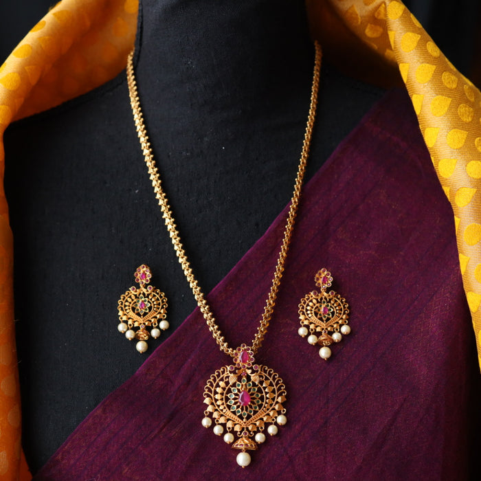 Antique pendant long necklace with earrings PEN0567