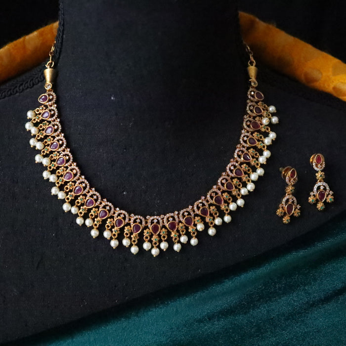 Antique short necklace with earrings SS10-115