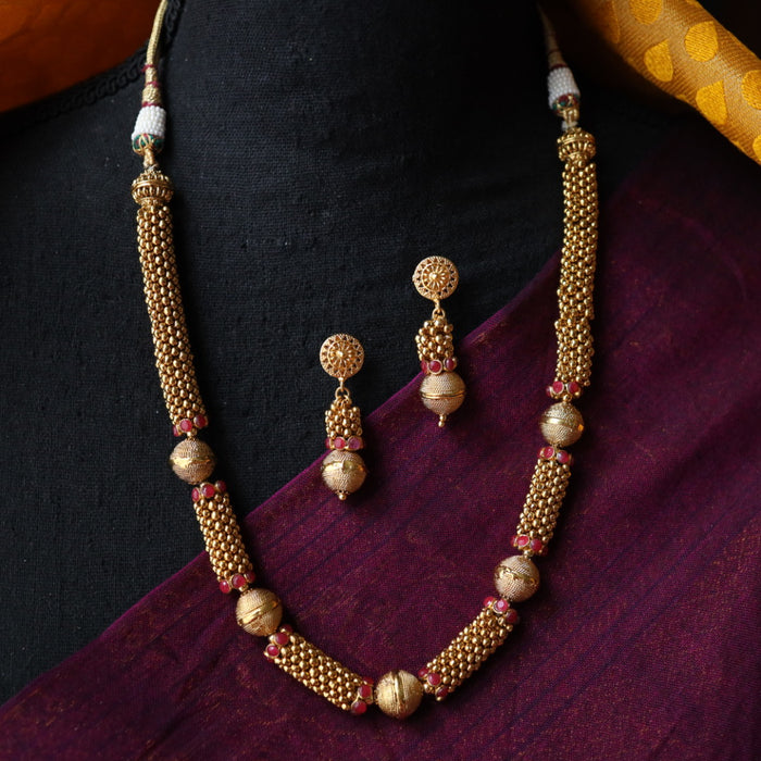 Antique gold short necklace with earrings G1023