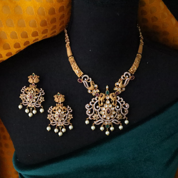 Antique short temple necklace and earring S1B121