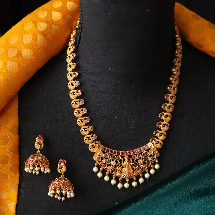 Antique gold short necklace and earring S1B127