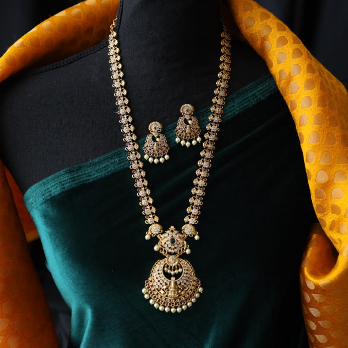Antique temple long necklace with earrings LL010105