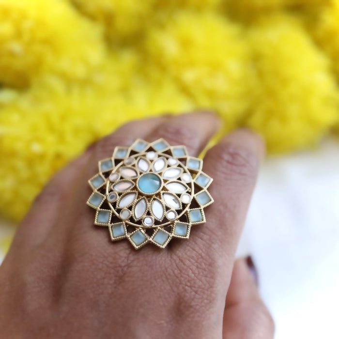 Trendy Antique stone adjustable ring - one size fits all 11346787