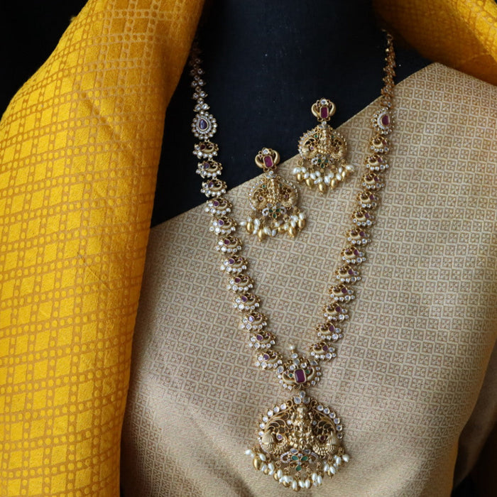 Antique temple design long necklace with earrings LL01022