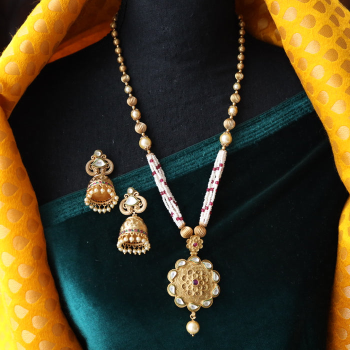 Padmini Antique long necklace with earrings LL04002